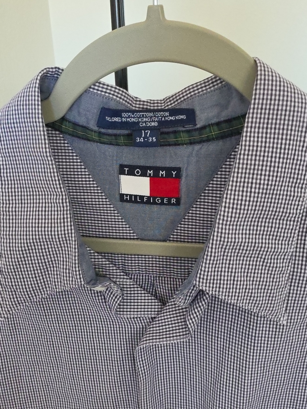 Tommy Hilfiger Navy and White Micro Gingham Dress Shirt